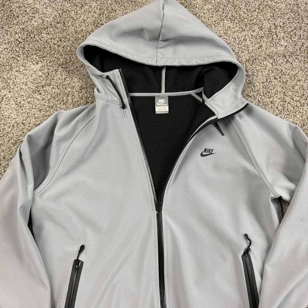 Vintage Nike Hoodie Mens Large Gray Full Zip Sportswear Jacket Waffle Lined Y2K